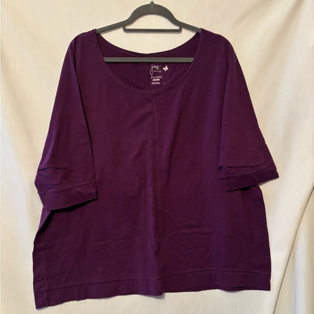 Just My Size 3X Women's Rich Purple 3/4 Sleeve Tee
